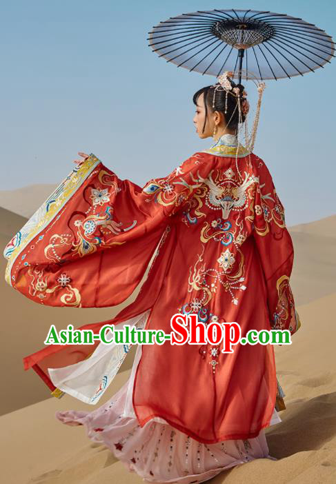 Traditional Chinese Tang Dynasty Princess Embroidered Wedding Hanfu Dress Ancient Drama Court Bride Historical Costume for Women