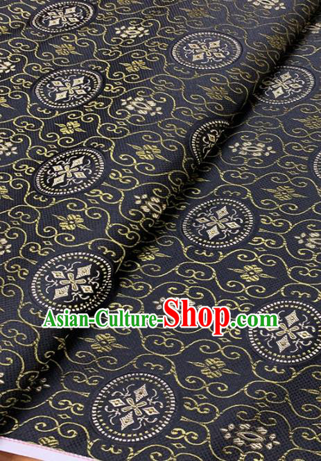 Chinese Classical Pattern Design Navy Brocade Asian Traditional Hanfu Silk Fabric Tang Suit Fabric Material