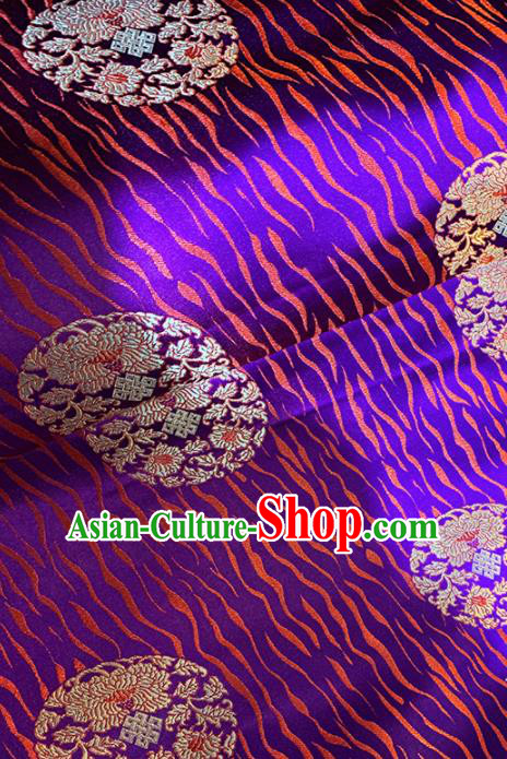 Chinese Classical Round Chrysanthemum Pattern Design Purple Brocade Asian Traditional Cheongsam Silk Fabric Tang Suit Fabric Material