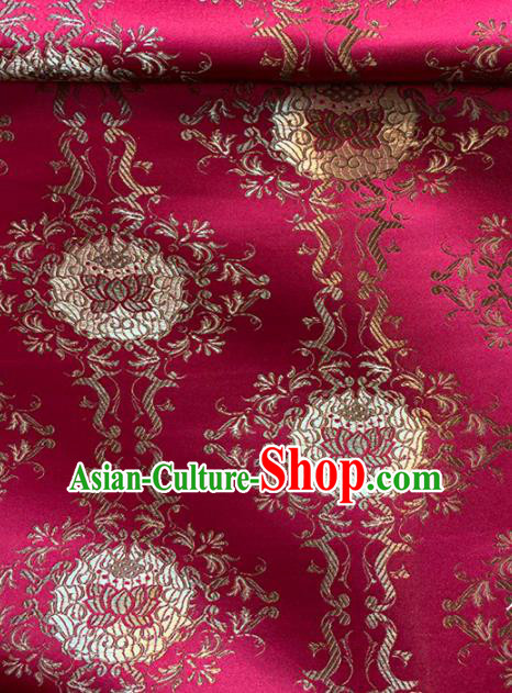 Chinese Classical Lotus Pattern Design Rosy Brocade Asian Traditional Cheongsam Silk Fabric Tang Suit Fabric Material