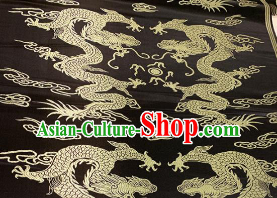 Chinese Classical Dragons Pattern Design Black Brocade Asian Traditional Cheongsam Silk Fabric Tang Suit Fabric Material