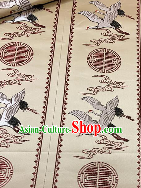 Chinese Classical Embroidery Cranes Pattern Design Brocade Drapery Asian Traditional Cheongsam Silk Fabric Tang Suit Fabric Material