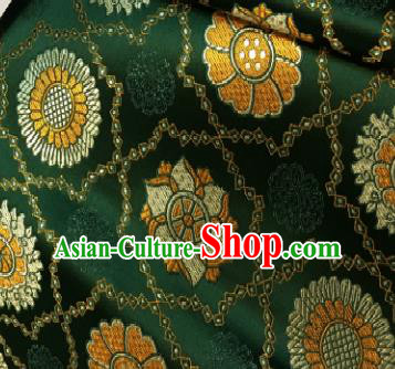 Chinese Classical Galsang Flower Pattern Design Deep Green Brocade Drapery Asian Traditional Tang Suit Silk Fabric Material