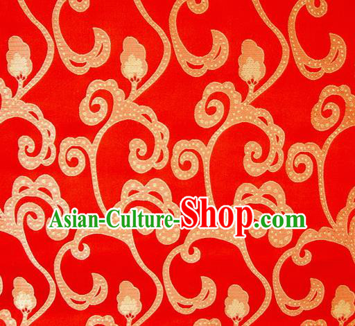 Chinese Classical Hook Chrysanthemum Pattern Design Red Brocade Asian Traditional Hanfu Silk Fabric Tang Suit Fabric Material