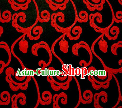 Chinese Classical Hook Chrysanthemum Pattern Design Black Brocade Asian Traditional Hanfu Silk Fabric Tang Suit Fabric Material