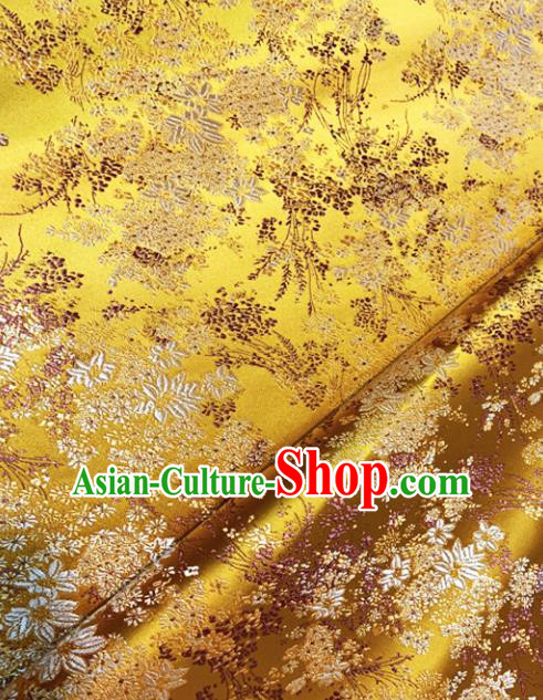Japan Classical Pattern Design Golden Brocade Asian Japanese Traditional Kimono Silk Fabric Material