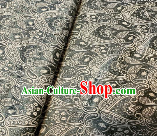 Chinese Classical Birdfoot Pattern Design Grey Brocade Drapery Asian Traditional Tang Suit Silk Fabric Material