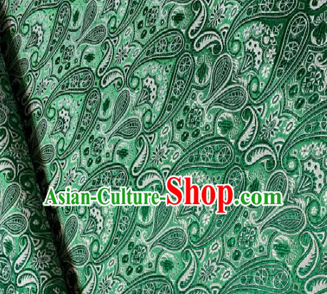 Chinese Classical Satin Loquat Flowers Pattern Design Green Brocade Drapery Asian Traditional Tang Suit Silk Fabric Material