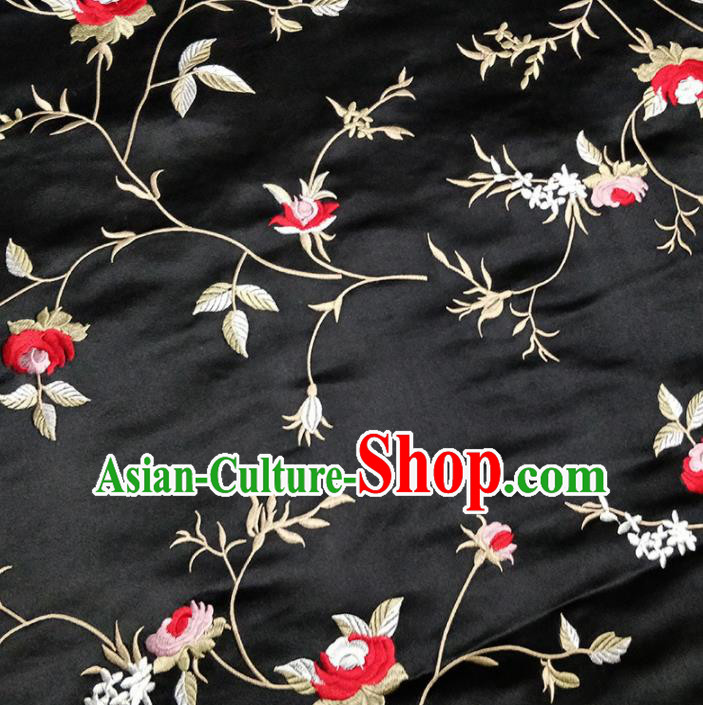 Traditional Chinese Classical Cirrus Pattern Design Fabric Black Brocade Tang Suit Satin Drapery Asian Silk Material