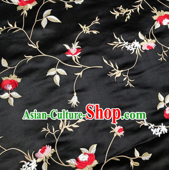 Traditional Chinese Classical Cirrus Pattern Design Fabric Black Brocade Tang Suit Satin Drapery Asian Silk Material