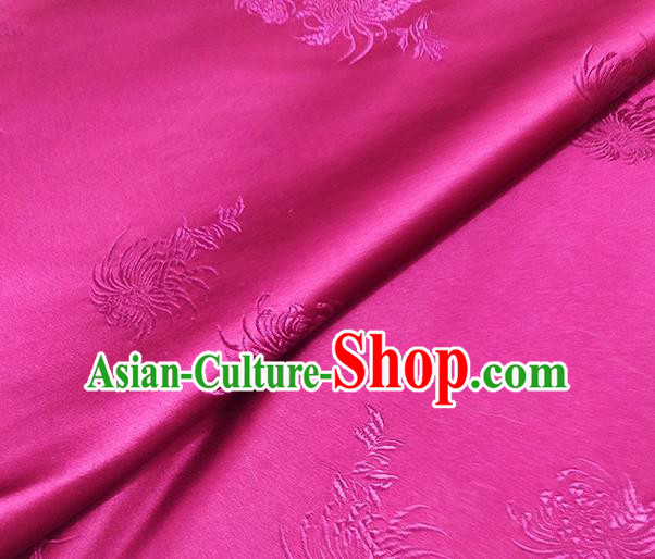 Traditional Chinese Classical Chrysanthemum Pattern Design Fabric Rosy Brocade Tang Suit Satin Drapery Asian Silk Material