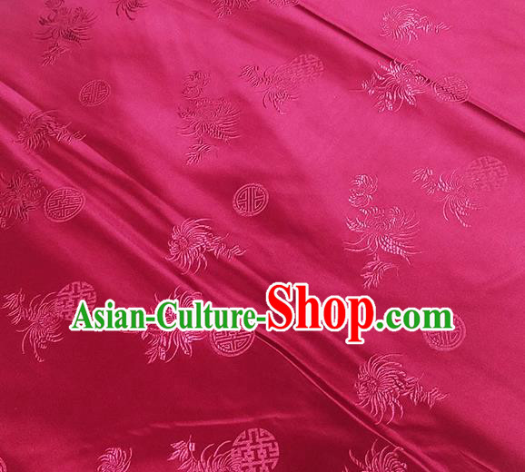 Traditional Chinese Classical Chrysanthemum Pattern Design Fabric Wine Red Brocade Tang Suit Satin Drapery Asian Silk Material