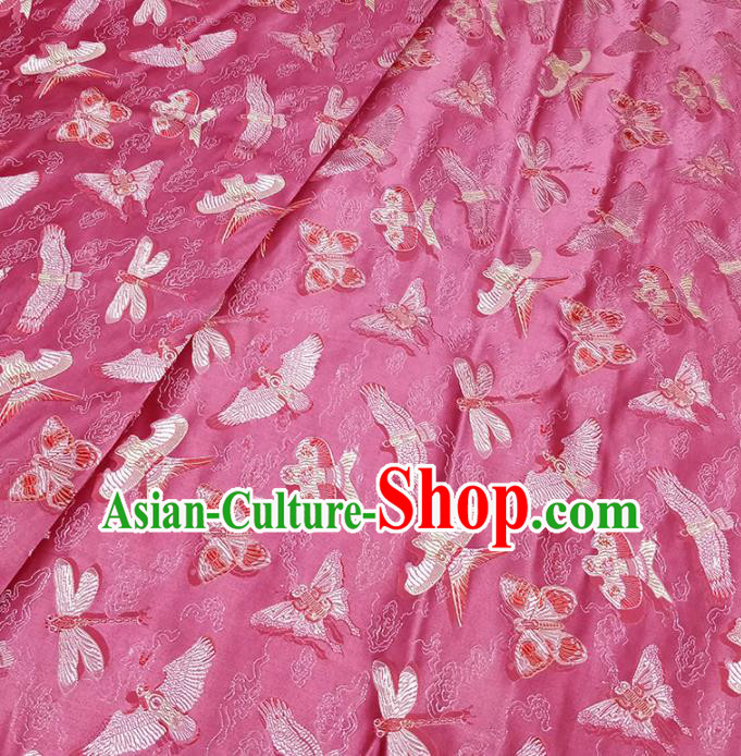 Traditional Chinese Classical Kites Pattern Design Fabric Rosy Brocade Tang Suit Satin Drapery Asian Silk Material