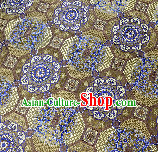 Traditional Chinese Classical Tibetan Pattern Design Fabric Brown Brocade Tang Suit Satin Drapery Asian Silk Material