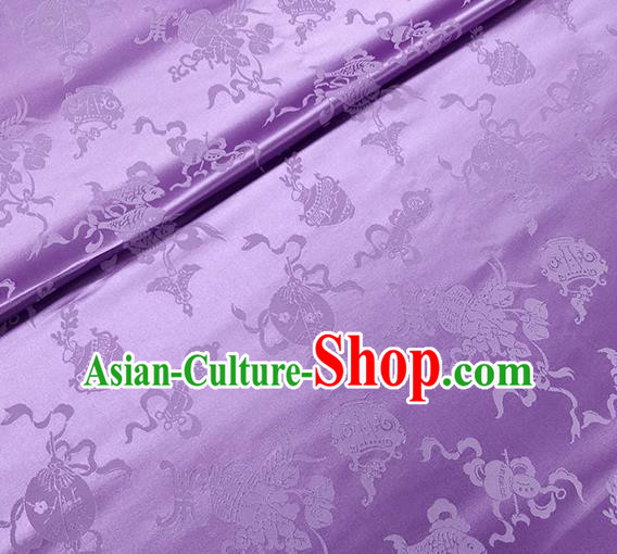 Traditional Chinese Classical Ribbon Cucurbit Pattern Design Fabric Light Purple Brocade Tang Suit Satin Drapery Asian Silk Material