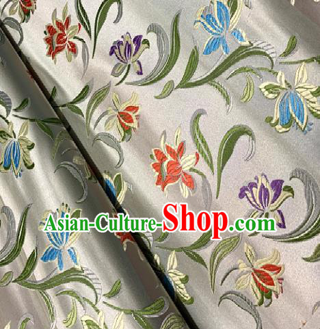 Chinese Classical White Brocade Traditional Pattern Design Satin Drapery Asian Tang Suit Silk Fabric Material