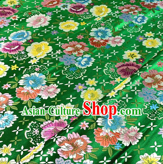 Chinese Traditional Green Brocade Classical Peony Pattern Design Satin Drapery Asian Tang Suit Silk Fabric Material