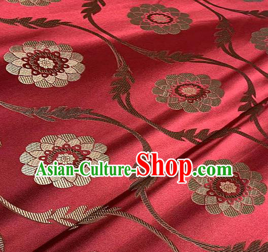 Chinese Traditional Lotus Pattern Design Purplish Red Brocade Classical Satin Drapery Asian Tang Suit Silk Fabric Material