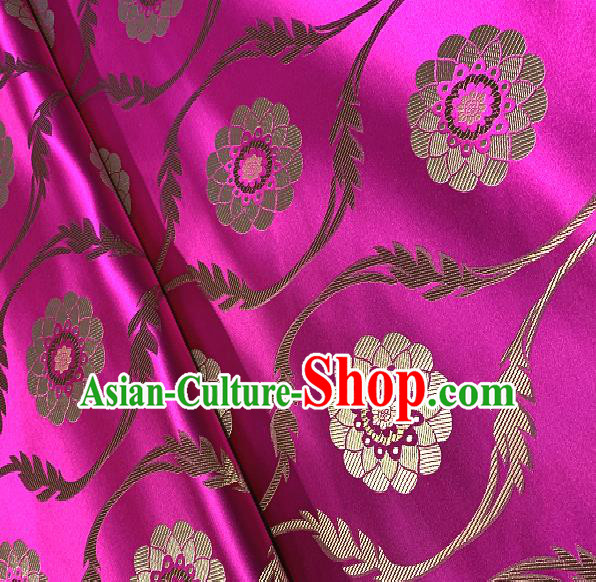 Chinese Traditional Lotus Pattern Design Rosy Brocade Classical Satin Drapery Asian Tang Suit Silk Fabric Material