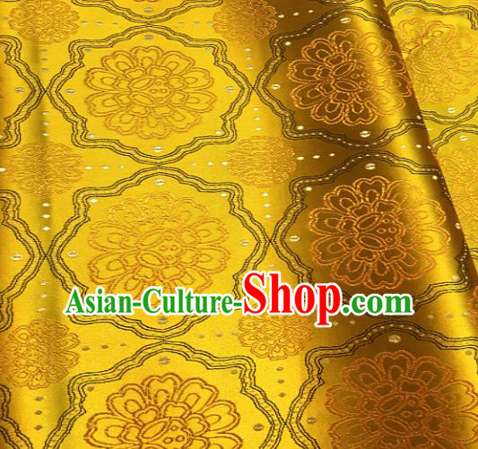 Traditional Chinese Pattern Design Golden Brocade Classical Satin Drapery Asian Tang Suit Silk Fabric Material