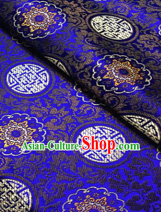 Traditional Chinese Pattern Design Royalblue Brocade Classical Satin Drapery Asian Tang Suit Silk Fabric Material