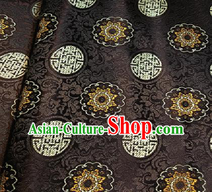 Traditional Chinese Pattern Design Brown Brocade Classical Satin Drapery Asian Tang Suit Silk Fabric Material