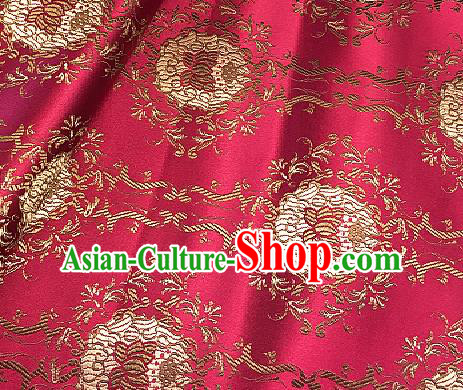 Traditional Chinese Lotus Pattern Design Rosy Brocade Classical Satin Drapery Asian Tang Suit Silk Fabric Material