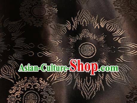 Traditional Chinese Pattern Design Brown Brocade Classical Satin Drapery Asian Tang Suit Silk Fabric Material