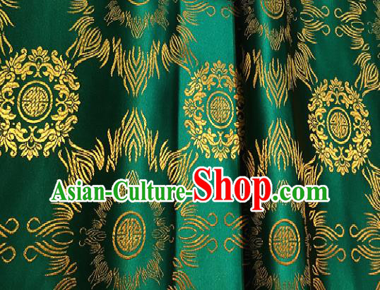 Traditional Chinese Classical Pattern Design Green Brocade Satin Drapery Asian Tang Suit Silk Fabric Material