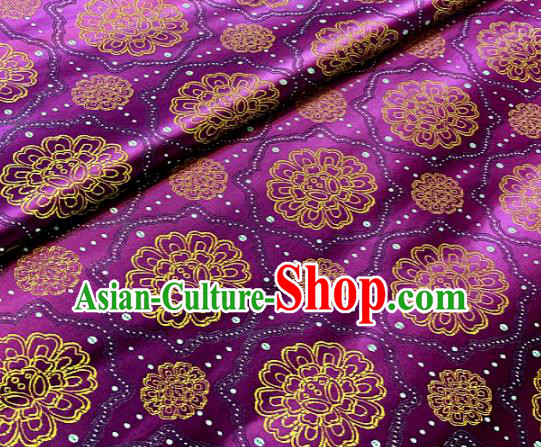 Traditional Chinese Classical Pattern Design Purple Brocade Satin Drapery Asian Tang Suit Silk Fabric Material