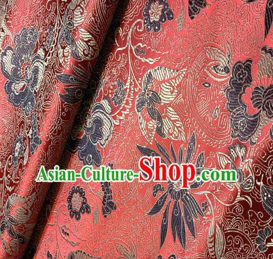 Red Brocade Traditional Chinese Classical Pattern Design Satin Drapery Asian Tang Suit Silk Fabric Material