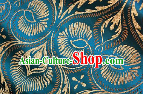 Traditional Chinese Blue Brocade Classical Pattern Design Satin Drapery Asian Tang Suit Silk Fabric Material