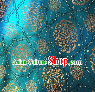 Traditional Chinese Tang Suit Fabric Blue Brocade Classical Royal Pattern Design Satin Drapery Asian Silk Material