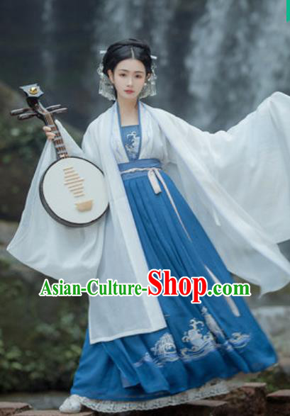 Traditional Chinese Tang Dynasty Imperial Consort Embroidered Hanfu Dress Ancient Drama Courtesan Historical Costume for Women