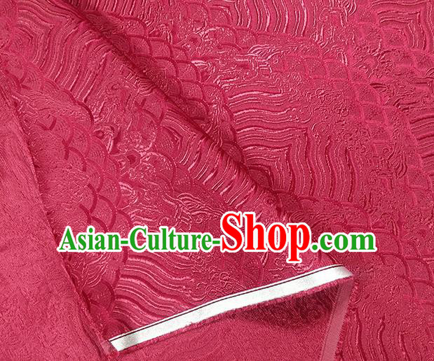 Traditional Chinese Classical Sea Waves Pattern Design Fabric Wine Red Brocade Tang Suit Satin Drapery Asian Silk Material