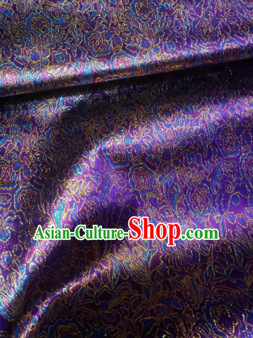 Asian Chinese Classical Pattern Design Purple Brocade Fabric Traditional Tang Suit Satin Drapery Silk Material