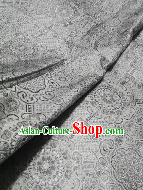 Asian Chinese Classical Pattern Design Argent Brocade Fabric Traditional Tang Suit Satin Drapery Silk Material