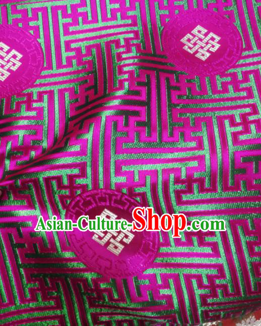 Asian Chinese Classical Lucky Knots Pattern Design Rosy Brocade Fabric Traditional Tang Suit Satin Drapery Silk Material