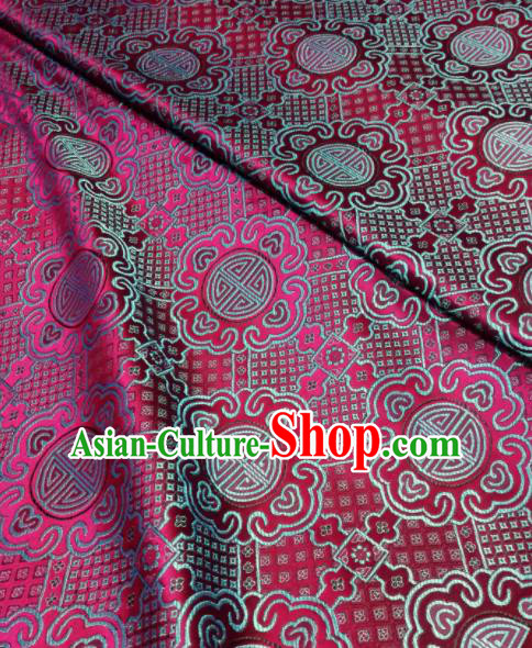 Asian Chinese Royal Pattern Design Rosy Brocade Fabric Traditional Tang Suit Satin Classical Drapery Silk Material