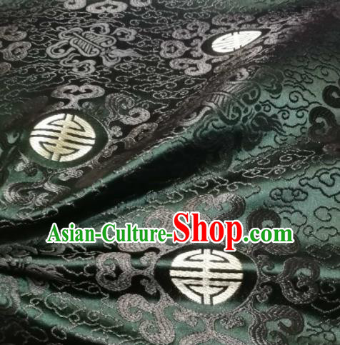 Asian Chinese Royal Pattern Design Atrovirens Brocade Mongolian Robe Fabric Traditional Satin Classical Drapery Silk Material