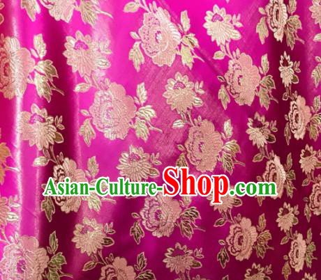 Asian Chinese Dress Rosy Satin Classical Peony Pattern Design Brocade Fabric Traditional Drapery Silk Material