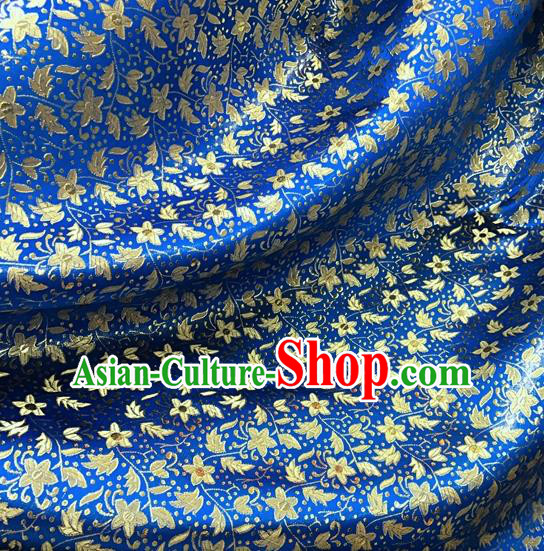 Asian Chinese Cheongsam Blue Satin Classical Pentas Pattern Design Brocade Fabric Traditional Drapery Silk Material