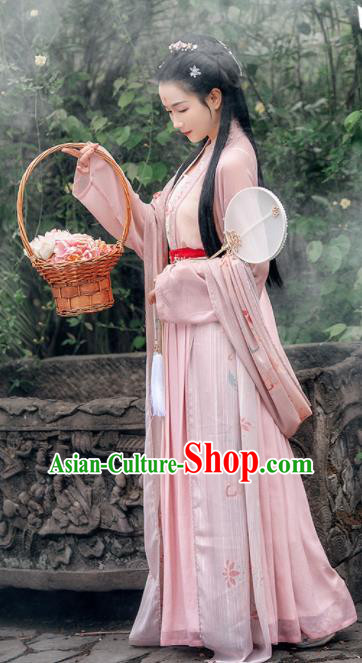 Traditional Chinese Ancient Young Lady Embroidered Historical Costume Song Dynasty Village Girl Hanfu Dress for Women