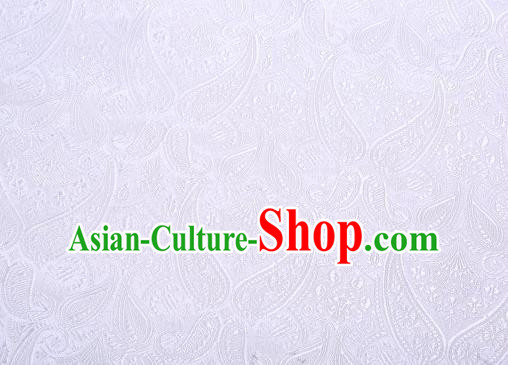 Asian Chinese Fabric White Satin Classical Loguat Pattern Design Brocade Traditional Drapery Silk Material