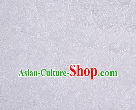 Asian Chinese Fabric Light Grey Satin Classical Loguat Pattern Design Brocade Traditional Drapery Silk Material