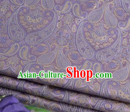 Asian Chinese Fabric Light Purple Satin Classical Loguat Pattern Design Brocade Traditional Drapery Silk Material