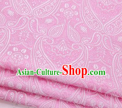 Asian Chinese Fabric Pink Satin Classical Loguat Pattern Design Brocade Traditional Drapery Silk Material