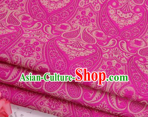 Asian Chinese Fabric Rosy Satin Classical Loguat Pattern Design Brocade Traditional Drapery Silk Material