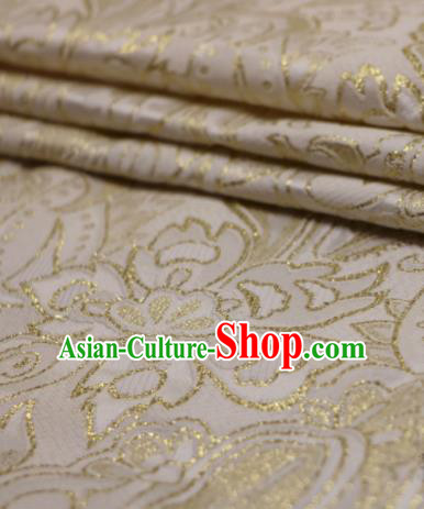 Asian Chinese White Satin Fabric Classical Pattern Design Brocade Traditional Drapery Silk Material