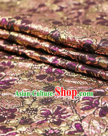 Asian Chinese Purple Satin Fabric Classical Pattern Design Brocade Traditional Drapery Silk Material